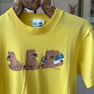 Vintage 80s Jim Benton Shar Pei Dog Puppy Cartoon Single Stitch Tshirt M